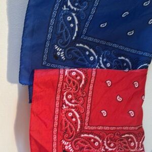 Vibrant Paisley Bandana Duo in Red and Blue